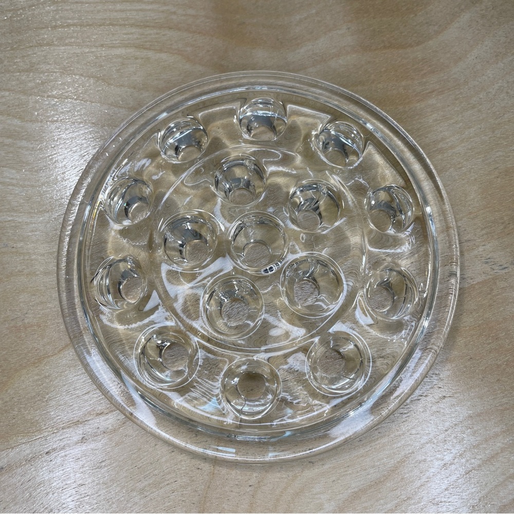 Vintage Clear Glass 16 Hole Flower Frog